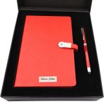 Pigado Isme Kişiye Özel 16 GB Usb'li Defter Dokunmatik Roller Kalem Seti - Kırmızı