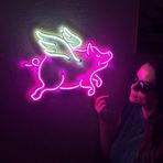Piggy Neon Metal Tabela, Neon Duvar Sanatı, Piggy Neon Duvar Dekoru, Led Neon Tabela, Çiftçi Neon Tabela, Domuz Aşığı Hediyesi (Uzaktan Kumandalı)