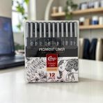 Pigment Marker Teknik Çizim Kalemi, Tüm Dereceler 12 Li Set Siyah - Standart