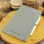 Pigoda İsme Özel Termo Deri Defter Gri + İsme Özel Kalem Seti