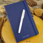 Pigoda İsme Özel Termo Deri Defter Lacivert + İsme Özel Kalem Seti