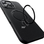 Piili iPhone 16 Pro Max Rotation Magsafe Telefon Kılıfı Carbon Fiber