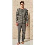 Pijadore Erkek Gri Pamuklu Uzun Kollu Pamuklu Pijama Takımı 1757