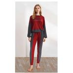 Pijadore Kadın Uzun Yarasa Kollu Kışlık Pijama Takımı