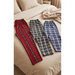Pijahane Unisex 3’lü Ekose Pijama Altı Seti - Kırmızı, Siyah, Lacivert - Yumuşak Dokulu Rahat Kalıp Ev Giyim Alt Pijama