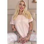 Pijama Evi Pudra Sweet Soul Ekose Desenli Kısa Kollu Kadın Pijama Takımı