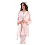 Pijama Pazarı 2190 Kadın Hamile Lohusa Sabahlıklı Pijama Takım-pudra Pudra XL