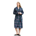 Pijama Pazarı 24056 Kadın Ekose Desen Uzun Sabahlık-Mor MOR 36-38