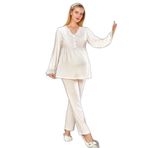 Pijama Pazarı 24159 Kadın Hamile Lohusa Uzun Kollu Pijama Takımı-krem KREM 44