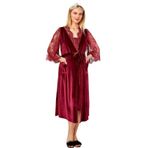 Pijama Pazarı 24160 Kadın Hamile Lohusa Kadife Sabahlıklı Gecelik Takım-bordo BORDO 36