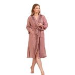 Pijama Pazarı 24196 Kadın Kadife Dantel Detaylı Sabahlık-Gülkurusu GÜL KURUSU 40/42