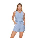 Pijama Pazarı 24507 Kadın Kalın Askılı Şortlu Pijama Takımı-mavi MAVİ 42