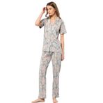 Pijama Pazarı 3395 Kadın Kısa Kollu Gömlek Pijama Takım GRİ S