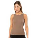 Pijama Pazarı 3403 Kadın Halter Yaka Fitilli Atlet T-shirt KAHVE M