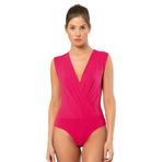 Pijama Pazarı 3502 Kadın Kruvaze Yaka Kalın Askılı Çıtçıtlı Body-fuşya Standart L