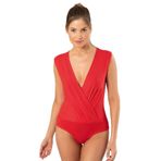 Pijama Pazarı 3502 Kadın Kruvaze Yaka Kalın Askılı Çıtçıtlı Body-kırmızı Standart L