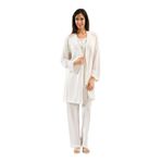 Pijama Pazarı 4001 Kadın Hamile Lohusa Sabahlıklı Pijama Takım-ekru EKRU L