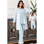 Pijama Pazarı 4001 Kadın Hamile Lohusa Sabahlıklı Pijama Takım-mavi MAVİ M