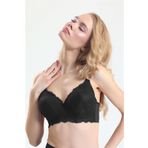 Pijama Pazarı 5685 Kadın Dantelli Süngerli Büyük Beden Toparlayıcı Sütyen-siyah SİYAH 80D