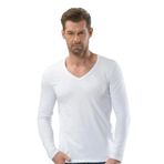 Pijama Pazarı 718 Erkek V Yaka Uzun Kollu Pamuklu Atlet-Beyaz BEYAZ 2XL
