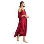 Pijama Pazarı Monamise 18520 Kadın İp Askılı Gecelik Sabahlık Takım-Kırmızı KIRMIZI XL