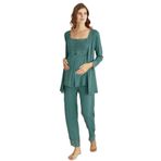 Pijama Pazarı Monamise 18535 Hamile Lohusa Sabahlıklı Pijama Takım-yeşil YEŞİL L