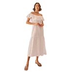 Pijama Pazarı Monamise 23078 Kadın Volanlı Fisto Elbise-Beyaz BEYAZ XL
