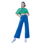 Pijama Pazarı Monamise 23090 Kadın Kısa Kollu 3'lü Crop Eşofman Takım-mavi MAVİ S