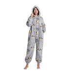 Pijama, yetişkinler için tulum, üniseks, tek parça, uyku kıyafeti, tulum, kıyafet, gece, kapüşon, tulum, salon kıyafeti, sıcak, yumuşak, parti, akşam, Panda, L