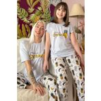 Pijamaevi Pineapple Baskılı Kısa Kollu Anne Kız Kombin Pijama Takımı