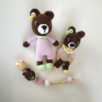 Pijamalı Ayıcık Kız Bebek Yenidoğan Set Amigurumi Organik Oyuncak