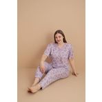 Pijamerry Kadın Büyük Beden Dantel Yaka Bambu Kısa Kol İnce Pijama Takımı 5901 - 1 Adet