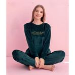 Pijamerry Kadın Kışlık Bisiklet Yaka Kadife Pijama Takımı 3025P - 1 Adet Petrol-M