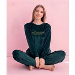 Pijamerry Kadın Kışlık Bisiklet Yaka Kadife Pijama Takımı 3025P - 1 Adet Petrol-XL