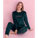 Pijamerry Kadın Kışlık Bisiklet Yaka Kadife Pijama Takımı 3026Y - 1 Adet Yeşil-S