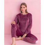 Pijamerry Kadın Kışlık Bisiklet Yaka Kadife Pijama Takımı 3030G - 1 Adet Gül Kurusu-2XL