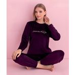 Pijamerry Kadın Kışlık Bisiklet Yaka Kadife Pijama Takımı 3042M - 1 Adet Mor-2XL