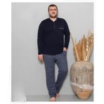 Pijamoni Erkek Battal Düğme Yaka Penye Uzun Kol Pijama Takımı 6720/10 - 1 Adet