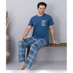 Pijamoni Erkek Bisiklet Yaka Kısa Kol İnce Pijama Takımı 6163/10 - 1 Adet Xl Mavi