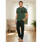 Pijamoni Erkek Bisiklet Yaka Kısa Kol İnce Pijama Takımı 6163/8 - 1 Adet Xl Yeşil