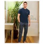 Pijamoni Erkek Düğme Yaka Kısa Kol Pijama Takımı 6850/10 - 1 Adet L Lacivert