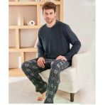 Pijamoni Erkek Düğme Yaka Kışlık Mikrosoft Likralı Pijama Takımı 6410/6 - 1 Adet L Antrasit