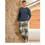 Pijamoni Erkek Düğme Yaka Kışlık Polar Pijama Takımı 6100/18 - 1 Adet İndigo-2XL