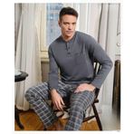 Pijamoni Erkek Düğme Yaka Uzun Kol Mevsimlik Pijama Takımı 6800/11 - 1 Adet