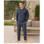 Pijamoni Erkek Düğme Yaka Uzun Kol Mevsimlik Pijama Takımı 6810/22 - 1 Adet Xl Lacivert