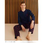 Pijamoni Erkek Süprem Slim Fit Uzun Kol İnce Pijama Takımı 6300 / 2 - 1 Adet L Lacivert