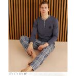 Pijamoni Erkek Süprem Slim Fit Uzun Kol İnce Pijama Takımı 6300 / 9 - 1 Adet Xl Füme