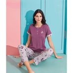 Pijamoni Kadın Viskoz Likralı Düğme Yaka Kaşkorse Patlı Kısa Kol Pijama Takımı 5520-5 / 1 Adet