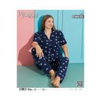 Pijamoni Milan Kumaş Büyük Beden Kısa Kol Düğmeli Pijama Takımı