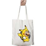 Pika Elbise Süper Mario Pikachu Pokemon Iki Taraf Kalıcı Yıkanabilir Okul Plaj Omuz Bez Çanta
